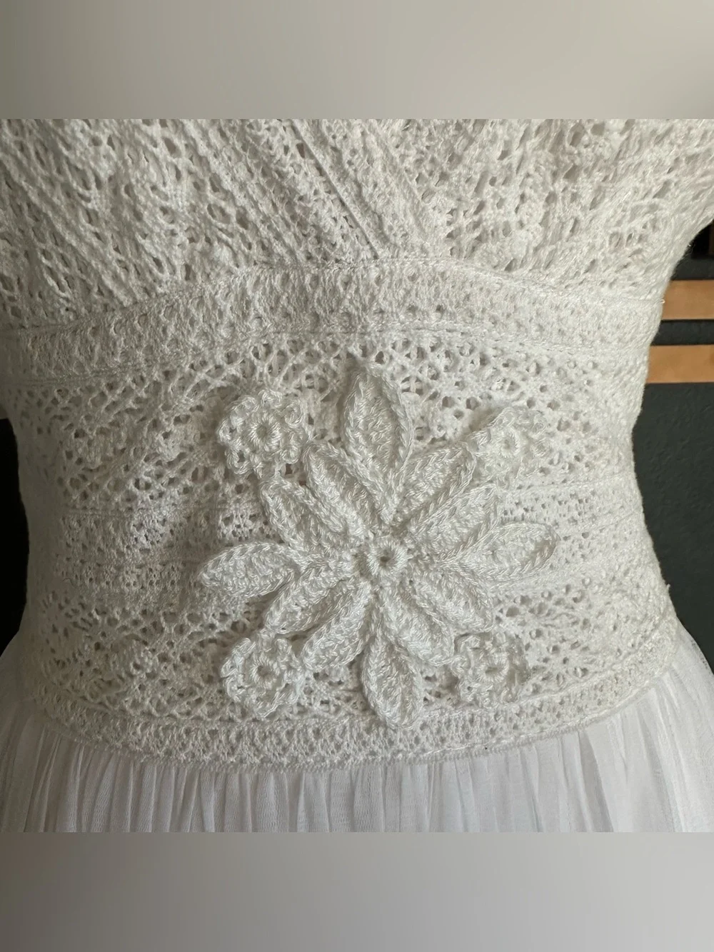 With Grace Ivory Lace Tulle Midi Dress NWT $800 Boho Bridal Anthro style Sz 8 - Picture 5 of 11